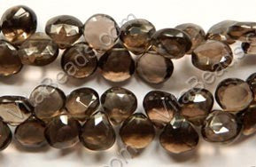 Smoky Topaz  AAA  -  Faceted Flat Briolette, Faceted Heart Side-drill  6"
