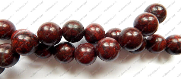 Dark Poppy Jasper  -  Big Smooth Round Beads  16"