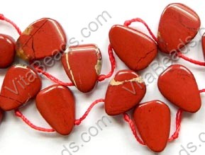 Red Jasper  -  Irregular Smooth Flat Briolette Drops Top-drilled   16"