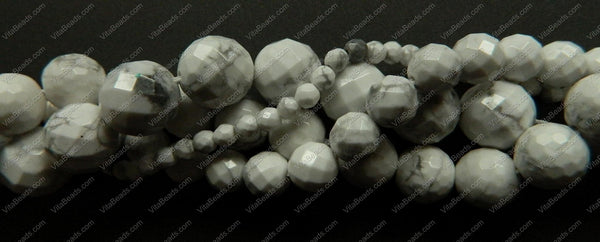 Howlite White AA (Natural)  -  Faceted Round  16"