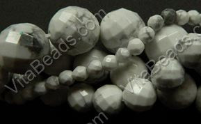 Howlite White AA (Natural)  -  Faceted Round  16"