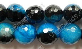 Fire Agate Blue & Black  -  Faceted Round  16"