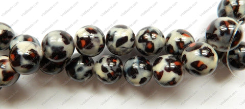 Snow Leopard Shell Beads  -  Big Smooth Round Beads 16"