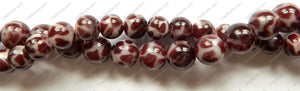 Red Leopard Shell Beads  -  Smooth Round 16"