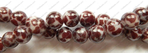 Red Leopard Shell Beads  -  Big Smooth Round Beads 16"