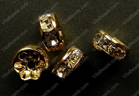 Rhinestones Spacer - Gold Crystal Rondels