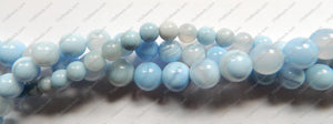 Sky Blue Sardonix Agate  -  Smooth Round Beads  16"