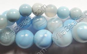 Sky Blue Sardonix Agate  -  Smooth Round Beads  16"