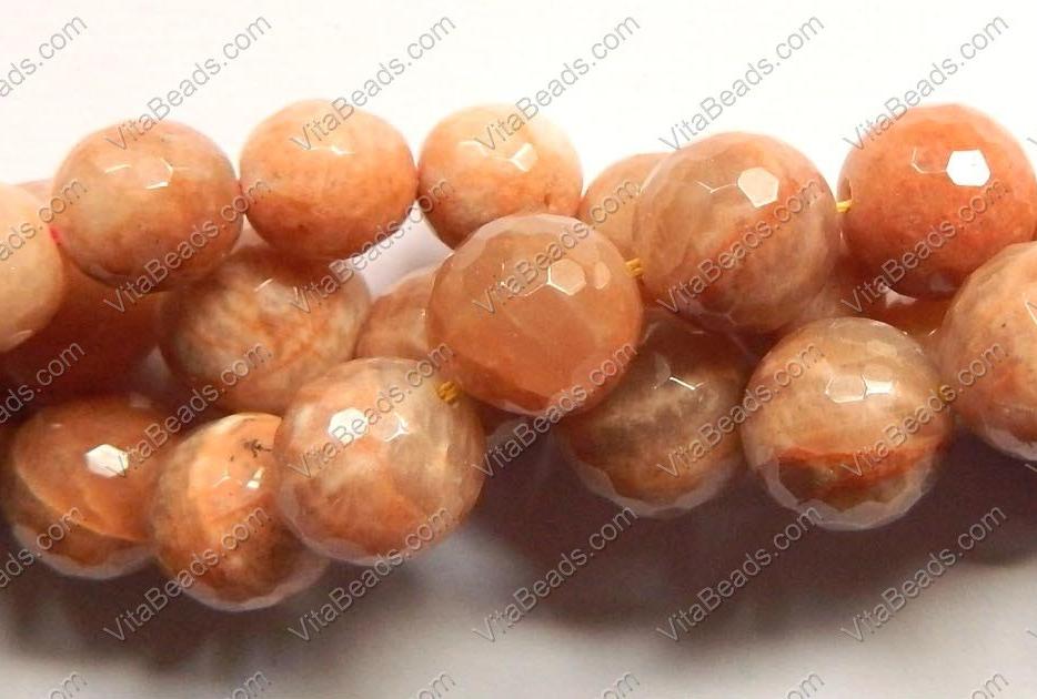 Pink Moonstone Dark  -  Faceted Round  16"