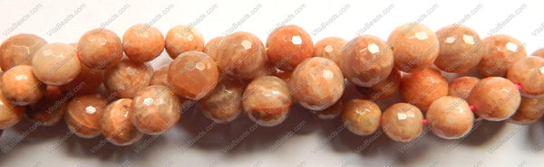 Pink Moonstone Dark  -  Faceted Round  16"