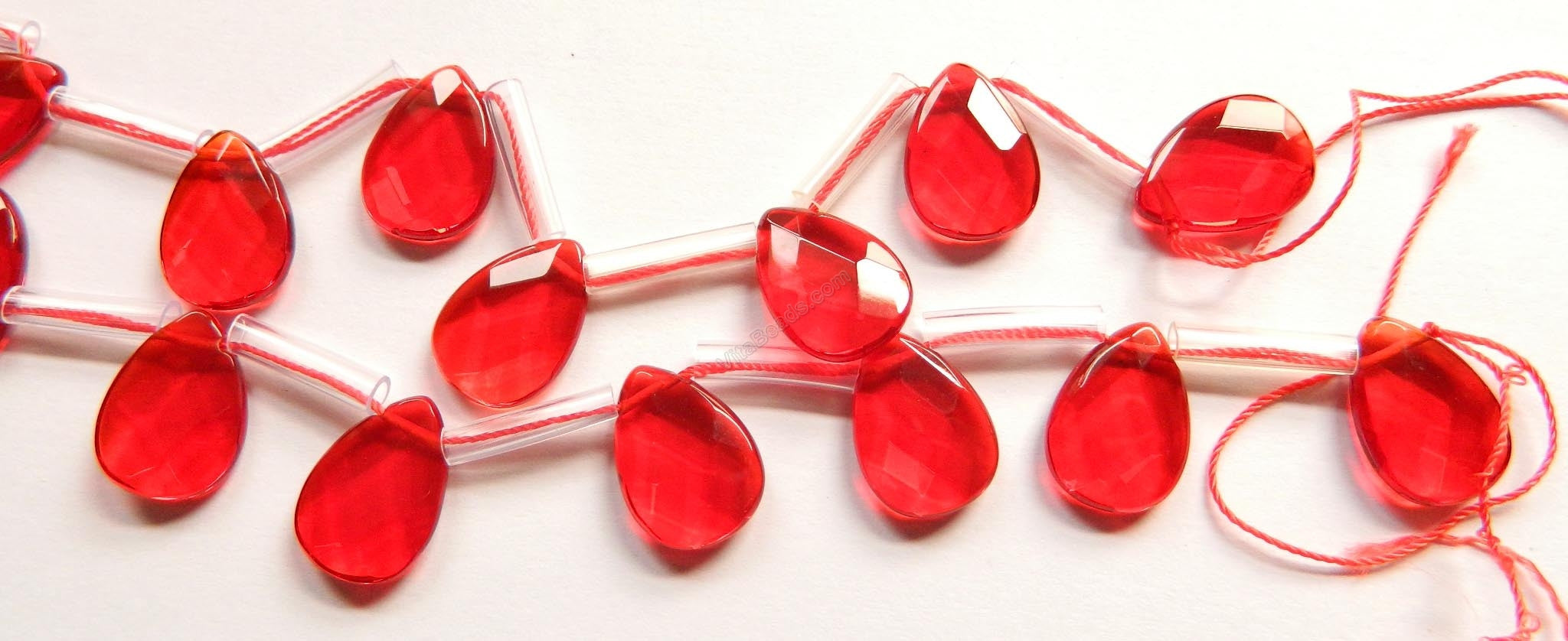 Red Crystal  -  13x18mm Faceted Flat Briolette 16"