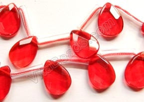 Red Crystal  -  13x18mm Faceted Flat Briolette 16"