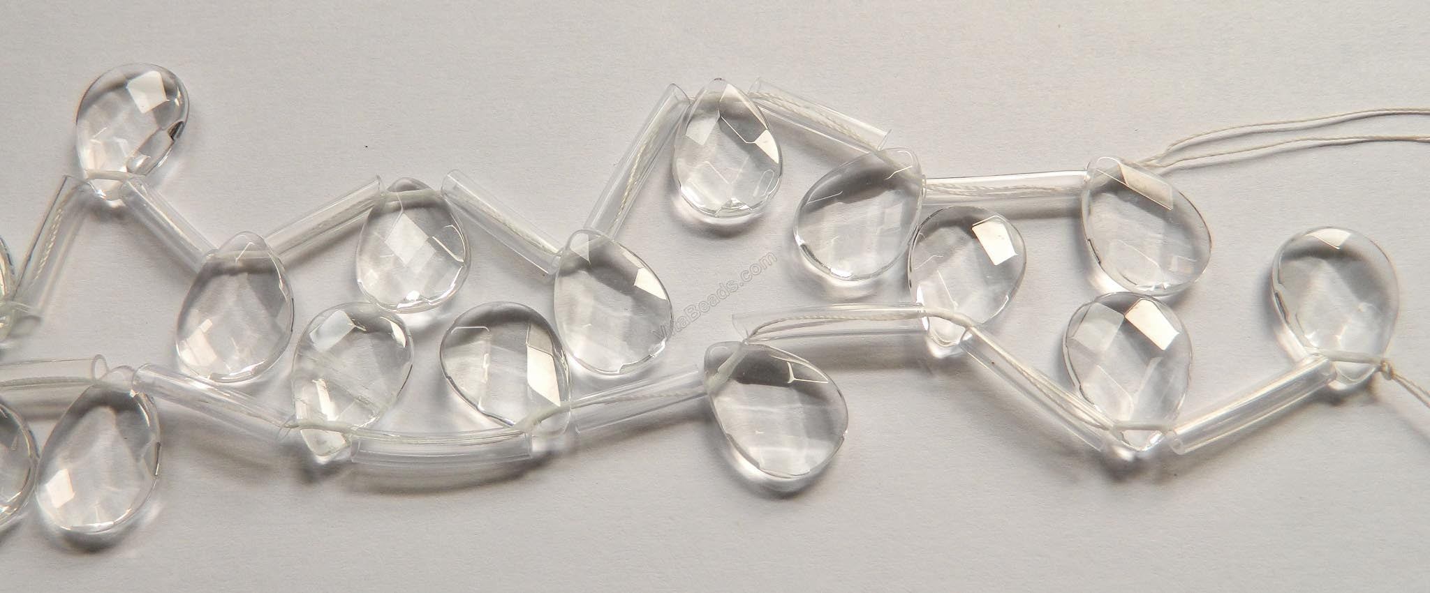 Clear Crystal  -  13x18mm Faceted Flat Briolette 16"