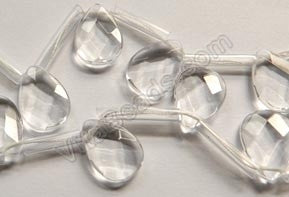 Clear Crystal  -  13x18mm Faceted Flat Briolette 16"