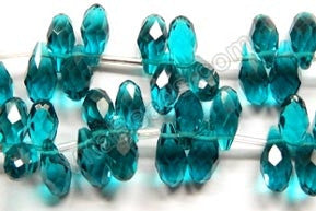 London Blue Crystal Quartz - 6x12mm Faceted Long Teardrops 8"