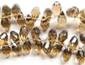Smoky Crystal - 6x12mm Faceted Long Teardrops 8"