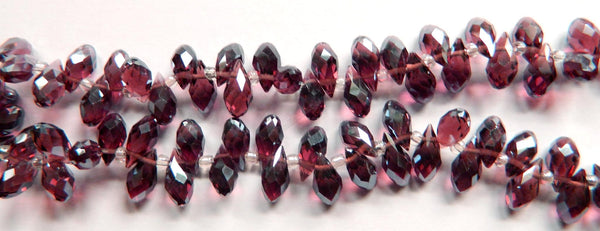 Dark Red Fluorite Crystal Quartz - 6x12mm Faceted Long Teardrops 8"