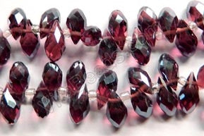 Dark Red Fluorite Crystal Quartz - 6x12mm Faceted Long Teardrops 8"