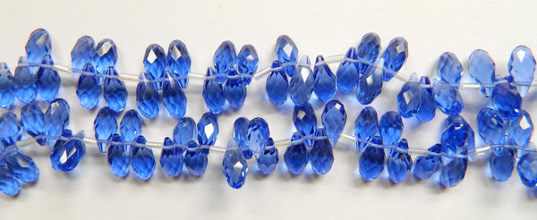 Light Sapphire Crystal - 6x12mm Faceted Long Teardrops 8"