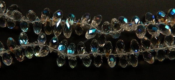 Crystal AB - 6x12mm Faceted Long Teardrops 8"