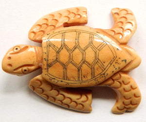 Carved OX Pendant - Turtle - 30x40mm #6673-1