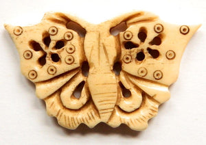 Carved Bone Pendant - Butterfly - 52x32mm #9098