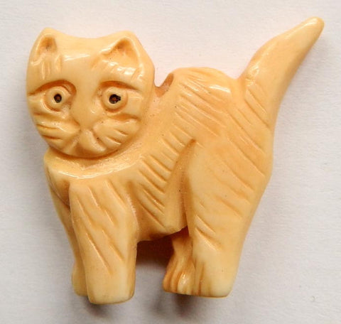 Carved Bone Pendant - Walking Cat - 25x26mm #6671