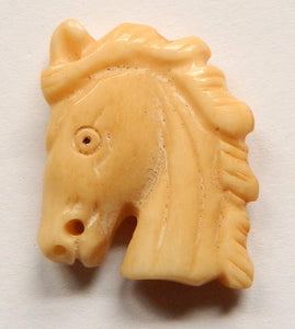 Carved Ox Pendant - Horse Head - 20x25mm #6667-1