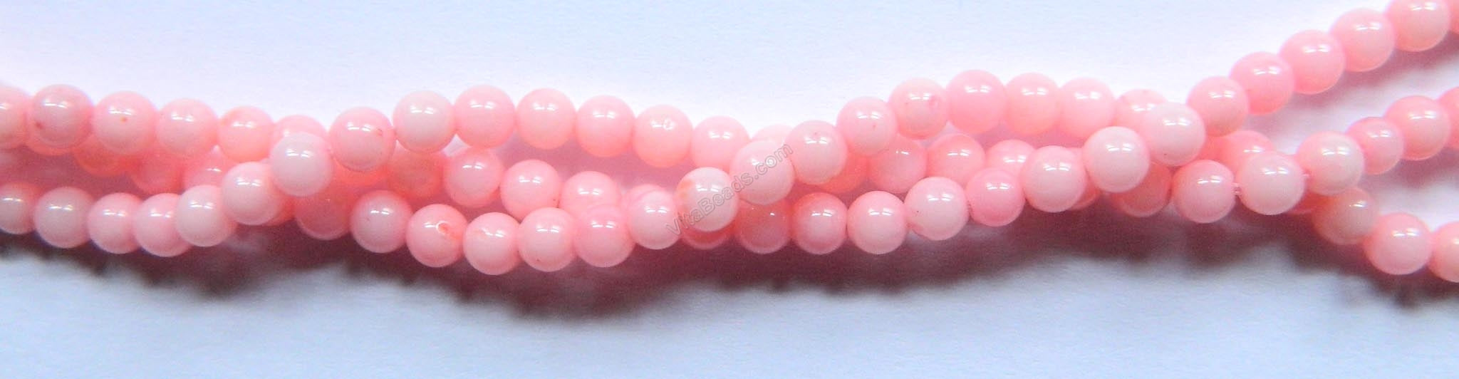 Pink Co-ral  -  Smooth Round  16"    4 mm
