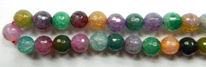 Fire Agate Purple Green Mix - Faceted Round  16"