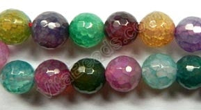 Fire Agate Purple Green Mix - Faceted Round  16"
