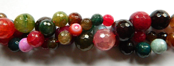 Fire Agate Bright Tourmaline Mix - Faceted Round 16"
