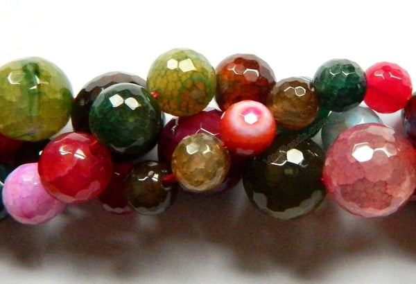 Fire Agate Bright Tourmaline Mix - Faceted Round 16"