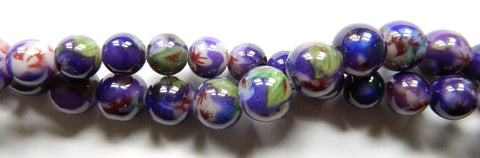 Purple Flower Shell Beads - Smooth Round 16"