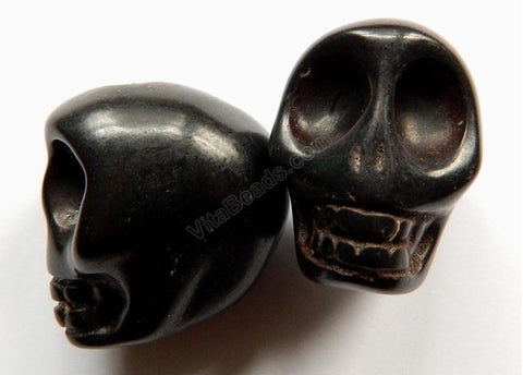 Black Crack Turquoise - Carved Skull Pendant