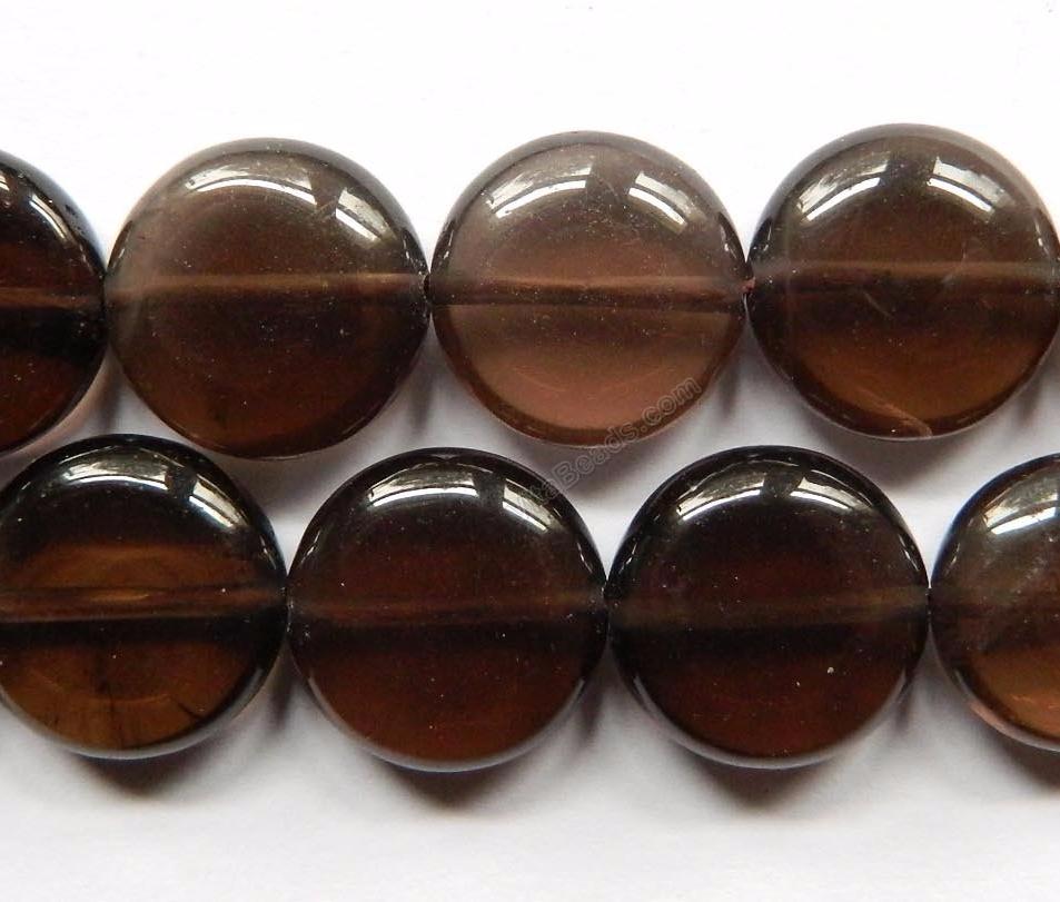 Smoky Topaz Natural  - Smooth Puff Coins 16"