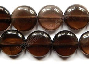 Smoky Topaz Natural  - Smooth Puff Coins 16"