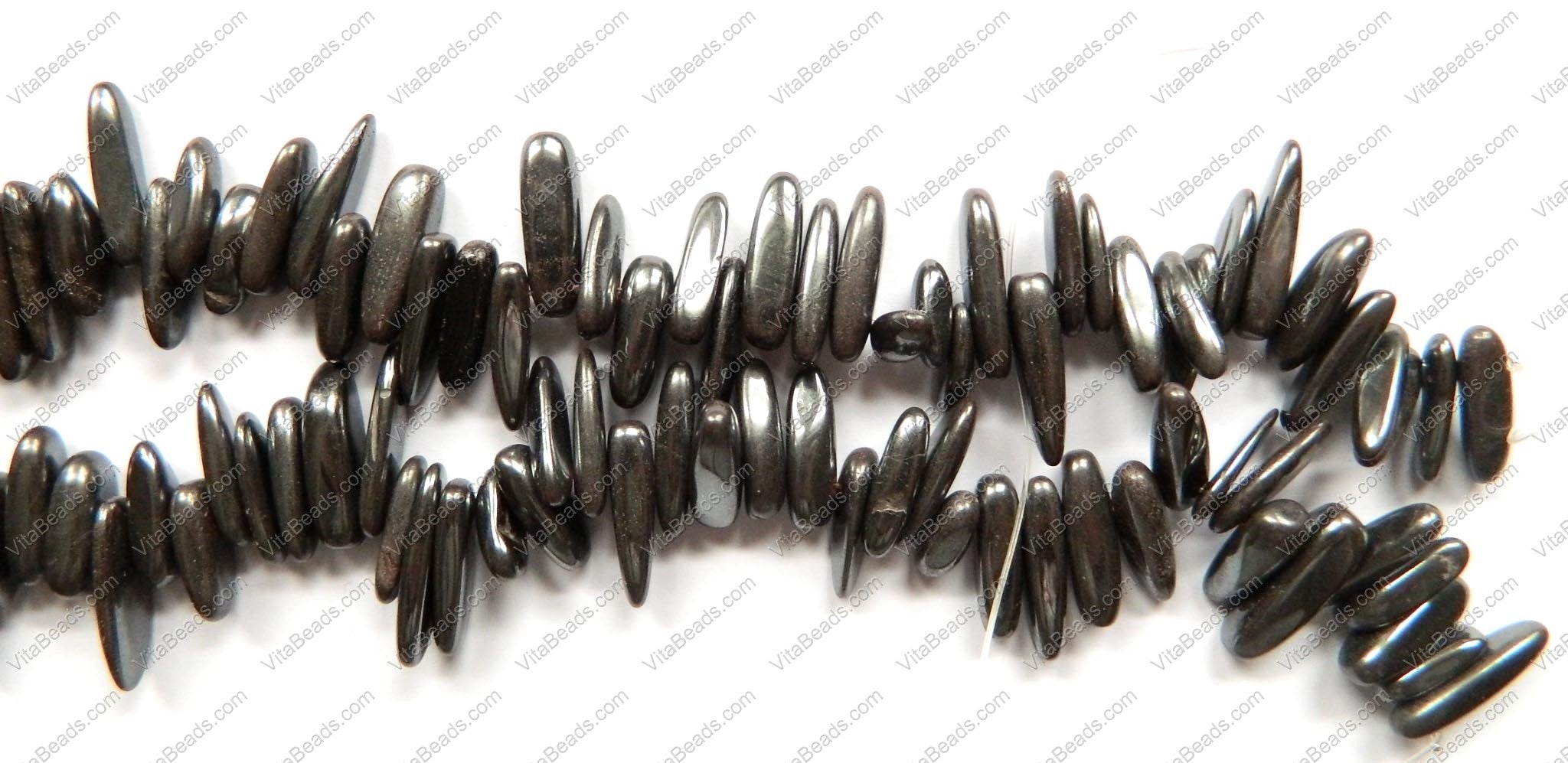 Hematite  -  Smooth Sticks 16"      6 x 18 mm