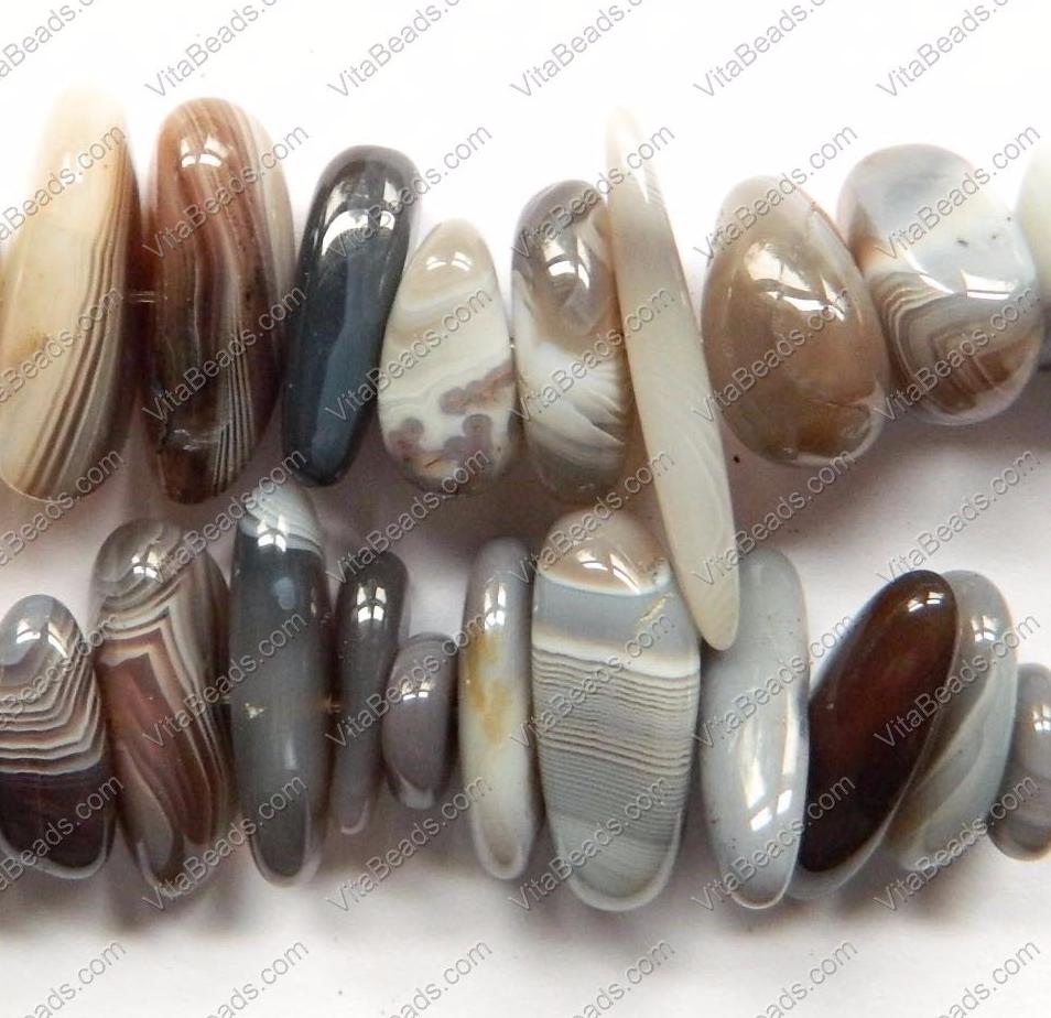 Botswana Agate A  -  Big Smooth Tooth Nuggets  16"      9 x 23 mm