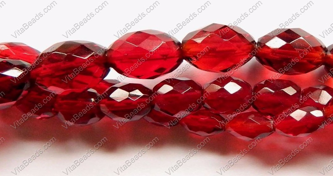 Faceted Rice - Dark Red Wine Crystal  16"