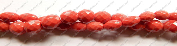 Faceted Eggs - 002 Red Coral Qtz  16"