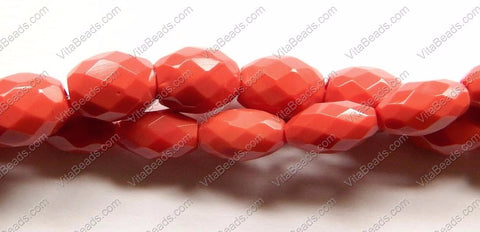 Faceted Eggs - 002 Red Coral Qtz  16"