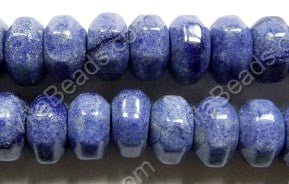 Big Faceted Rondel  -  Blue Stone  16"    8 x 13 mm