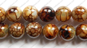 Coffee Fire Agate  Brown  -  Smooth Round Beads  16"