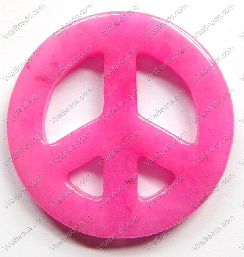 Round Peace Donut Pendant - Fuchsia Jade