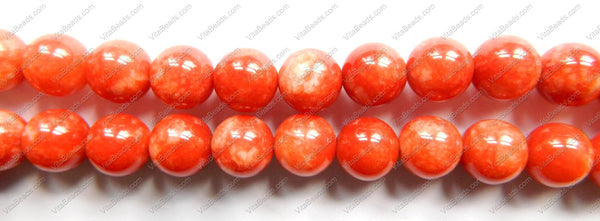 Orange Red Candy Jade  -  Smooth Round  15"