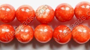 Orange Red Candy Jade  -  Smooth Round  15"