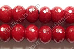 Dark Red Jade  -  Big Faceted Rondels  16"  10 x 14 mm