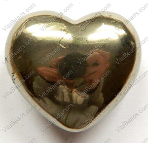 Pyrite A - Big Puff Heart Bead