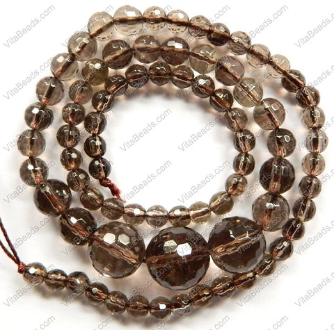 Smoky Topaz    Faceted Round Necklace 16"